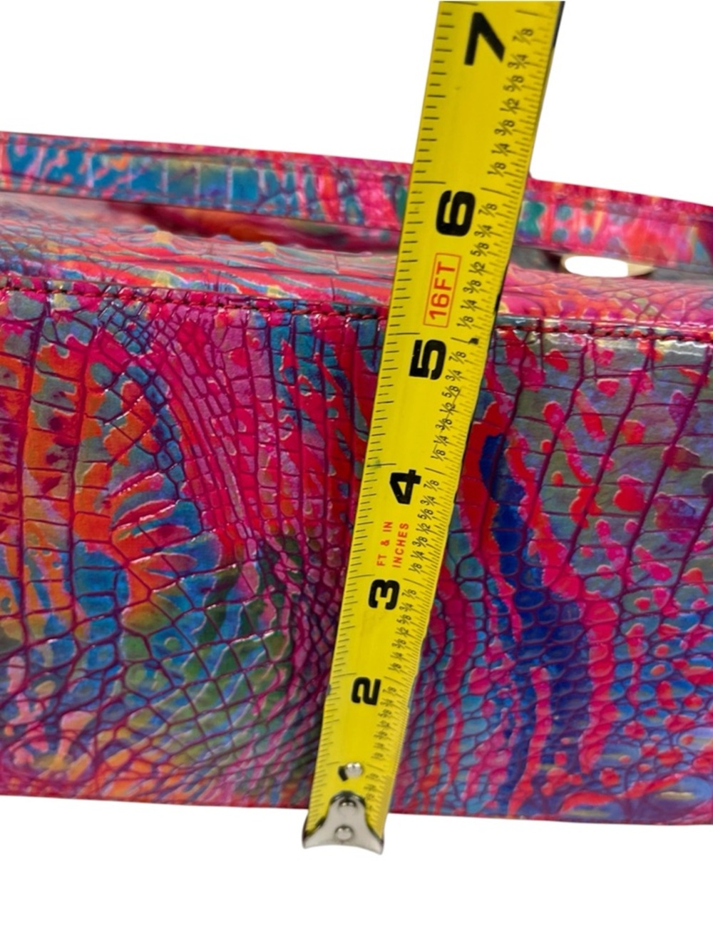 Brahmin Rainbow Fish Melbourne Duxbury Satchel Leather Pink Charm Coastal Preppy - Picture 14 of 14